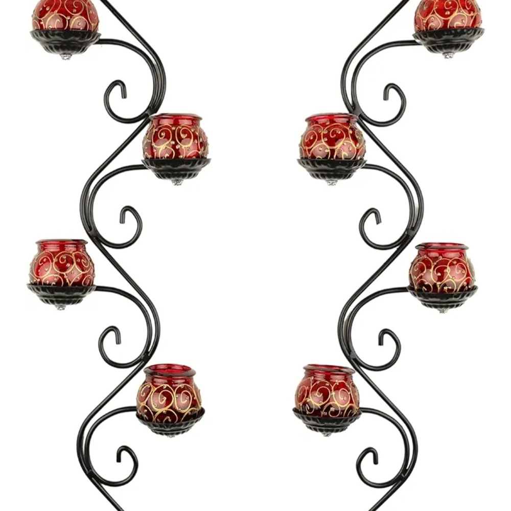 NIB Red and Black Wall Candle Holders